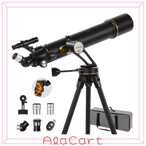 望遠鏡 90mm 口径 700mm - Vertisteel AZ マウントベース、高精度調整 (28x-210x)、天文学者と大人＆子供に最適、ワイヤレスリモート、電