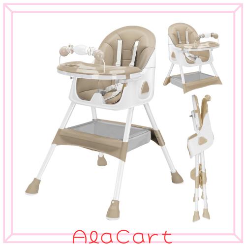 UBRAVOO ベビーチェア ハイローチェア キッズチェア 6ヶ月-3歳 折りたたみ 五点式安全ベルト 二段テーブル付き 収納袋付き 高さ調節 組立 6,167円