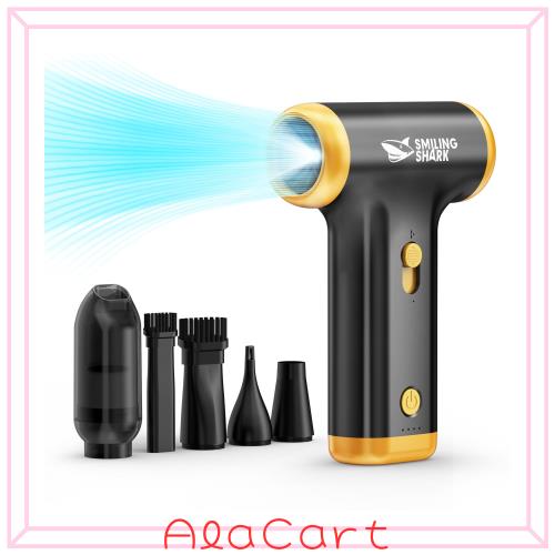 Smiling Shark 電動エアダスター JF01PRO,【2024最強エアダスター＆掃除機2in1 LEDライト付き】超強風速エアダスター 150000RPM吹き出し