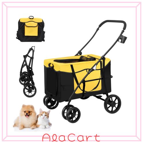 BriSunshine ペットカート 中型犬 分離型 ペットバギー 犬用カート 大型犬 多頭飼い 4輪ベビーカー 折りたたみ 前輪360° 後輪ブレーキ付の通販は