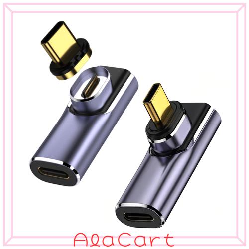 MUXER USB C マグネット アダプタ L字、40Gbps USB4高速データ転送、140W PD急速充電、8K 60Hz HD映像信号伝送、USB4.0 Type-C マグネッ