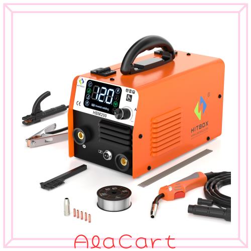 HITBOX 半自動溶接機 100V 120A ノンガスMIG アーク溶接 LIFT TIG 1台3役 定格使用率40％ インバーター直流 液晶表示 ミグ溶接 DIY 初心