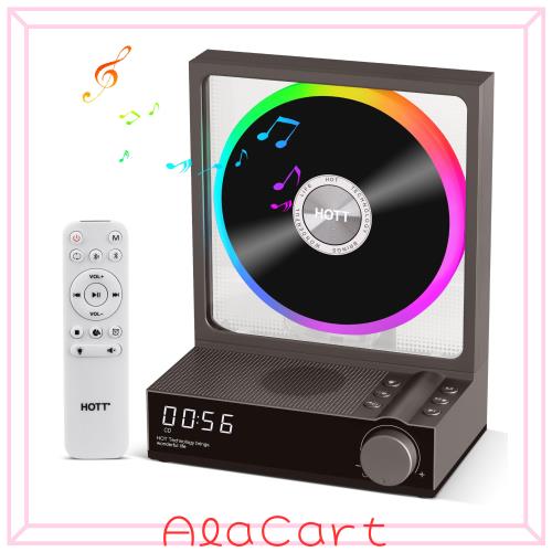 HOTT ポータブル デスクトップ CD プレーヤー、Bluetooth 5.3、LED カラフル ライト、リモコン付き CD プレーヤー、TF カード、転写、タ