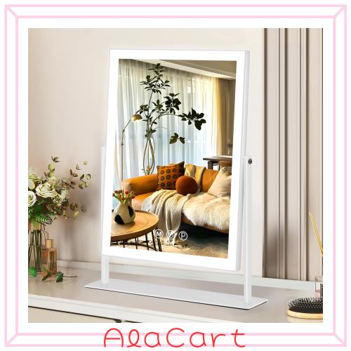 Hansong 女優ミラー 鏡 卓上 ハリウッドミラー ライト付き 化粧鏡 三色照明モード 無段階調光 10倍拡大鏡付き 360度回転 LED ライトスト