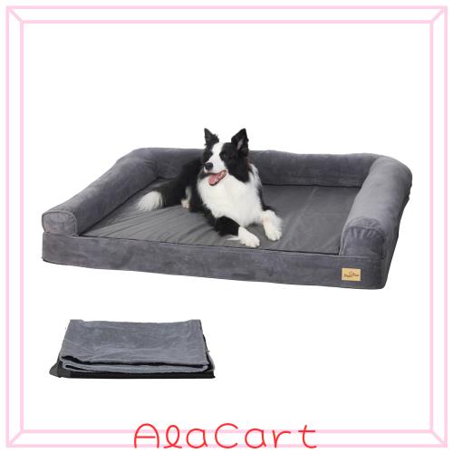 BingoPaw 大型犬用ベッド 洗えるカバー付き 夏/冬 通年 犬用ソファー 老犬介護ベッド ひんやり 噛み耐性 防水 あごのせ オールシーズン