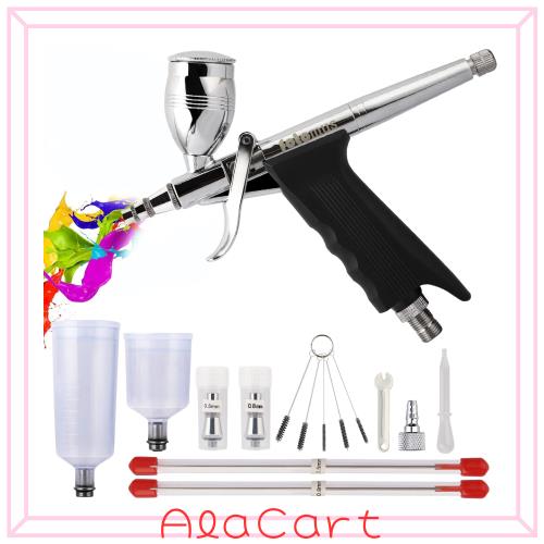 【3種口径】エアブラシ トリガー式 ハンドピース 0.3mm+0.5mm+0.8mm口径 革新なヘッドアセンブリ システム 口径交換簡単 カップ分離型 11
