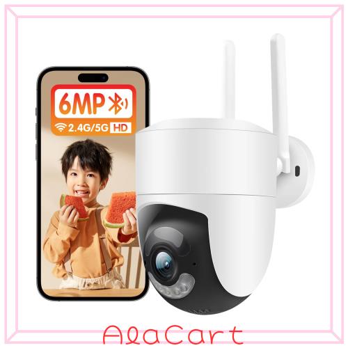 【2024年新機種】 AESTIQUO 600万高画素 防犯カメラ 屋外 監視カメラ 小型 Bluetoothペアリング 5G対応 6MP 自動追跡 ワイヤレス 360°