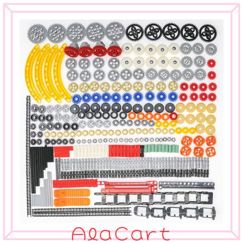 496個のテクニックパーツ、ギア、車軸、ピン、コネクタ、主要ブランドのパワー機能車およびモーターと互換性あり