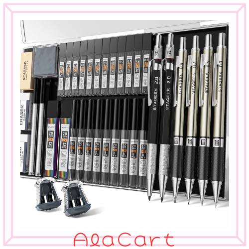 STAGEEK 6本入り シャープペンシルセット 0.3、0.5、0.7、0.9MM ＆ 2本