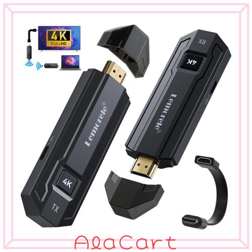 4K ワイヤレス HDMI 無線 ポータブル 小型 送受信機 2.4G＆5G双頻Wifi 最大解像度 4K30Hz 最大50m 66ms超低遅延無線 8台増設可能 APP/イン