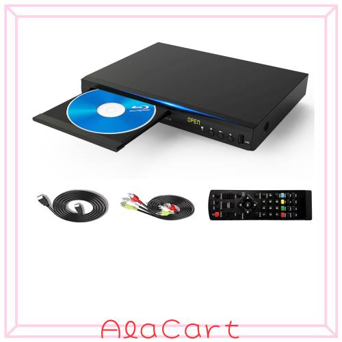 ブルーレイDVDプレーヤー ンパクトデザイン DVD Blu-ray プレーヤー、フル HD 1080p DVD プレーヤー 、USB ＆ HDMI ＆ 同軸 ＆ RCA ＆ DTS サ
