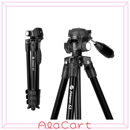 Fotopro 152cm トラベル三脚 軽量ビデオ三脚 クイックリリースプレート付き デジタル一眼レフカメラ用キャリーバッグ 最大荷重3kg S3 ブ