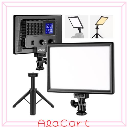 NEEWER 9インチLEDビデオライト ミニ三脚付き カメラライト 撮影照明用ライト 自撮りライト 女優ライト パネルライト 調光可能 4000mAhバ