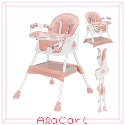 UBRAVOO ベビーチェア ハイローチェア キッズチェア 6ヶ月-3歳 折りたたみ 五点式安全ベルト 二段テーブル付き 収納袋付き 高さ調節 組立の通販は