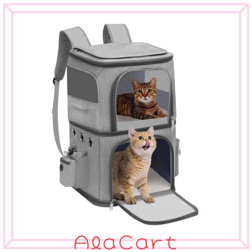 HOVONO 猫 2 匹 キャリー リュック 小型 犬 リュック 2段式 ペット リュック ネコ の リュック ペットバッグ 大容量 通気性 旅行/通院/交