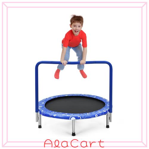 Giantex トランポリン 子供 大人兼用 耐荷重150kg 6本脚 92x92cm 安全ゴムバンド式 折りたたみ式 手すり調節可能 静音 高反発 とらんぽり