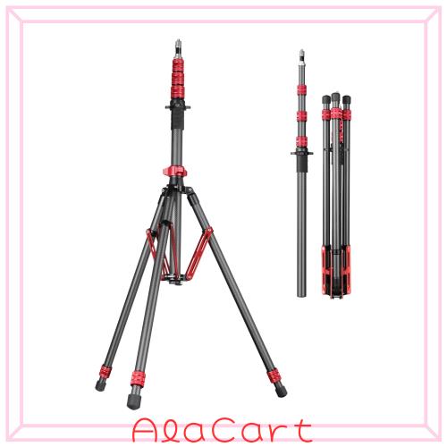 FreeSea 軽量 コンパクト ライトスタンド カーボン三脚 スタジオ 旅行撮影用 260cm調節可能 三脚 超軽量設計 スピードライト ストロボ対