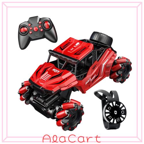 iKing ラジコンカー RCCar リモコンカー - スプレー機能付き マクナムホイール ドリフト 2.4GHz LEDライト ケーブル付き 水陸両用 室内外