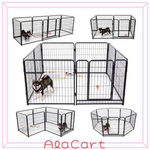 KIRATAKU ペットサークル スチール製 高さ80cm ペットゲージ 大型犬 ペットフェンス ペットサークル 犬ゲージ コンパクト 犬用サークル の通販は