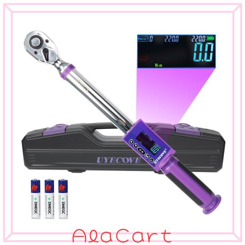 UYECOVE デジタルトルクレンチ 1/2インチ 12.7mm 11-220Nm 高精度±2% 大型LCD トルク数値プレセット 早い反応速度 3モード(ピーク/トラ