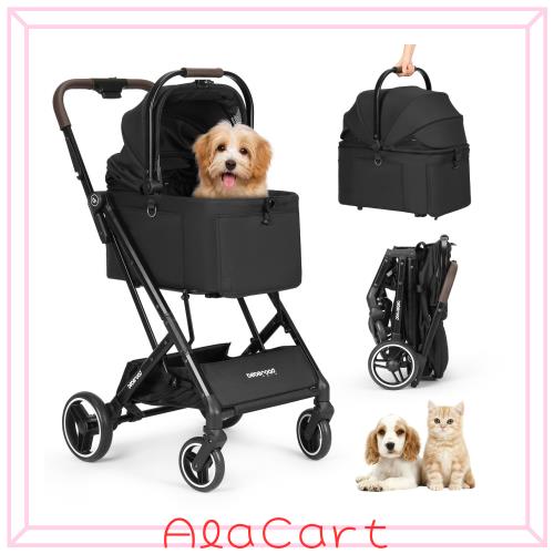BEBEROAD PETS X2 ペットカート 猫 小型犬 バギー 折りたたみ 4輪 前輪360°回転 犬用バギー 犬用ベビーカー 多頭用 小型犬 中型犬 ペッ