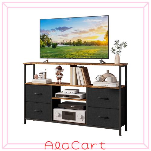 テレビ台 ハイタイプ 幅120cm 収納棚付き テレビボード 引き出し付き 50型/47型対応 組立簡単 大容量 TVラック ブラウン 最大55型対応 幅