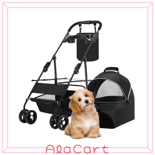 【HHOlove】ペットカート, 分離式, 猫 多頭・小型犬・中型犬対応, 折り畳み式, 4輪 前輪360度回転, 後輪ブレーキ付き 軽量, 多機能, カッの通販は 8,093円