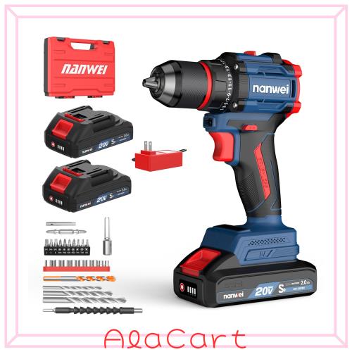NANWEI 電動ドライバー 充電式ドリルドライバー マキタバッテリー対応 ブラシレスモーター 21段階トルク調節 2スピードモード 無断変速