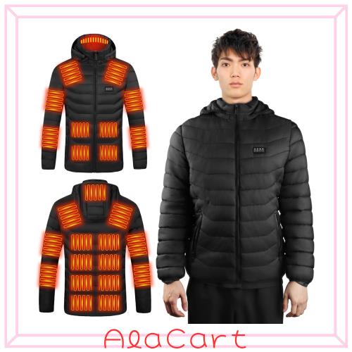 [YIK TUNG] 電熱服 電熱ジャケット21箇所発熱 冬服 メンズ 前後独立 3段階温度調整 USB加熱 ヒーター防寒服 ジャケット メンズ 長袖 フー
