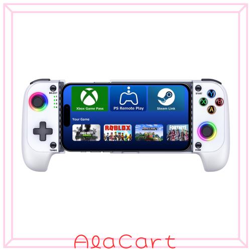 スマホコントローラー RGBライト IOS/Android両用 ワイヤレス接続 モバイルゲームコントローラー 伸縮型 PS Remote Play/Xbox Cloud/Stea