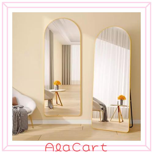 Jumei 姿見鏡 壁掛け鏡 スタンドミラー 全身鏡 アルミ合金フレーム 壁掛け 両用 折りたたみ ウォールミラー 全身ミラー 飛散防止 おしゃ