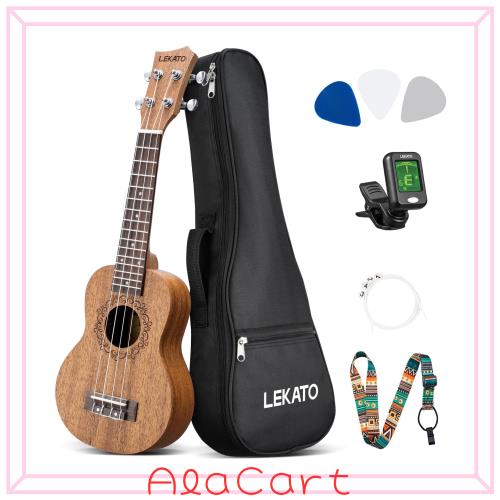 ソプラノウクレレ 21インチ LEKATO 初心者用 スターターキット サペリ ウクレレ プロフェッショナル ハワイアン ギター ウクレレ 大人 子