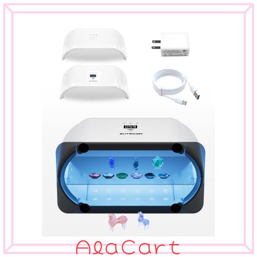 BUTIRESIN UVライト アドバンス 2 in 1 両面長時間設定 (60 秒、180 秒、300 秒) 48 個の LED 48W 360 度サラウンド光源 樹脂硬化用大型