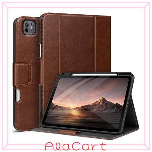 auaua iPad Pro 13インチ ケース M4 (2024) 専用 ペン収納 Pencil Pro/USB-C完全対応 ポケット付き 多角度スタンド マグネット開閉 オー
