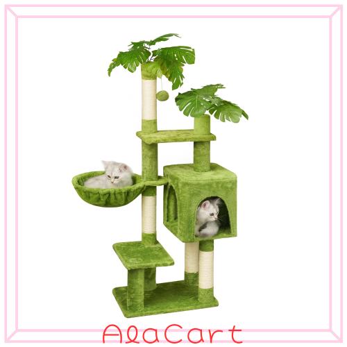 Meecal キャットタワー 葉付き 猫タワー 多頭飼い 木の葉 子猫用 据え置き 人気 おしゃれ 省スペース 爪研ぎポール ハンモック 猫 ハウスの通販は