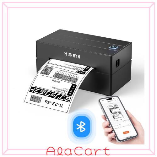 MUNBYN Bluetoothラベルプリンター 180mm/s A6対応 Windows Mac対応 ブラック