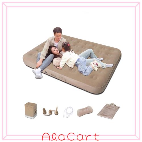 ShyangLiang エアーベッド シングル 電動ポンプ内蔵 200×150×25cm キャンプベッド 厚手 来客用 電動エアーベッド ワンボタンで自動空気