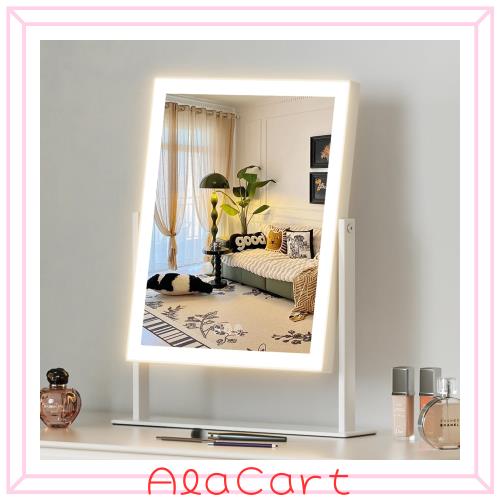 Hansong 女優ミラー 鏡 卓上 ハリウッドミラー ライト付き 化粧鏡 三色照明モード 無段階調光 10倍拡大鏡付き 360度回転 LED ミラー 給電の通販は 5,882円