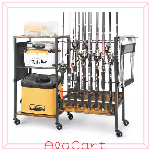 ロッドスタンド 釣り竿立て 大容量の釣り竿立て 釣り竿用の専用ラック 16本の釣り竿が収納できる釣り竿立て キャスター付き 組立式 屋外