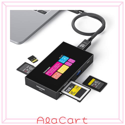 DOCKCASE 8-in-1 CFexpress Type B/Type Aカードリーダー タッチスクリーン搭載 UHS-II SD/microSDスロット、4K HDMI、USB-C ＆ USB-A 3.2