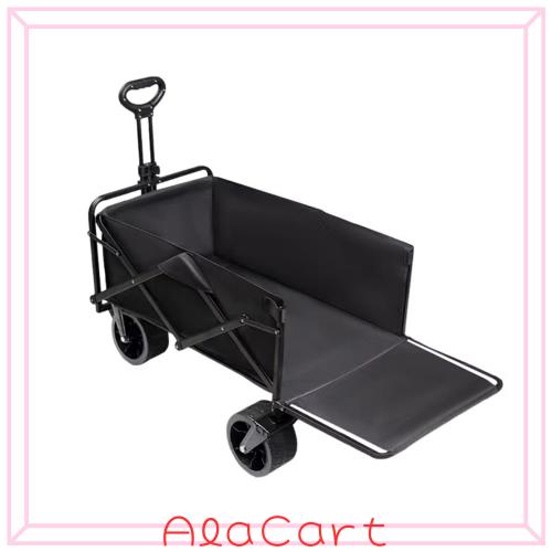 Aasnsn キャリーワゴン 【230L大容量 長物対応 後部展開可 耐荷重250kg】 キャリーカート ボトルポケット付き アウトドアワゴン キャンプ