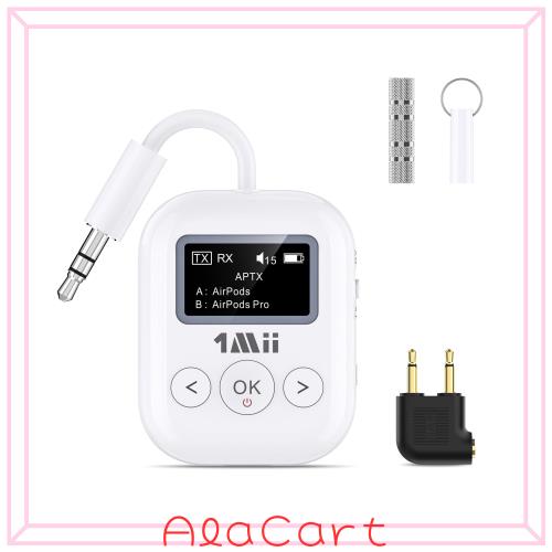 1Mii Bluetooth 5.3 トランスミッター レシーバー OLED ディスプレイ付き 一台二役 Bluetooth オーディオ 送信機＆受信機 25 時間連続運転