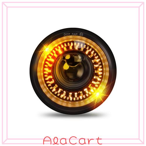 CO LIGHT 1PC 5.75インチ LED オートバイヘッドライト、アンバー/ホワイトハロー DRL 付き 5-3/4 インチラウンドライト、超高輝度ハイビの通販は