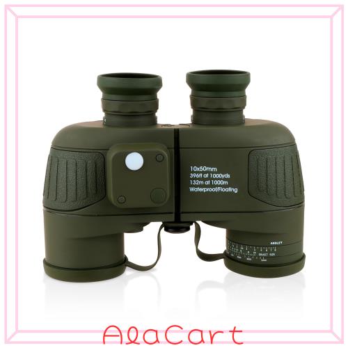ToopMount 10x50 双眼鏡 防水 マリン双眼鏡 BAK4プリズムFMCレンズコンパス レンジファインダー 航海双眼鏡 大人用 バードウォッチング