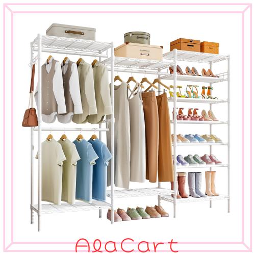 PASRLD ハンガーラック クローゼット ワードローブ シューズラック 高さ調節 収納棚 靴収納 洋服掛け コートラック 衣類用 大容量オープの通販は 13,413円