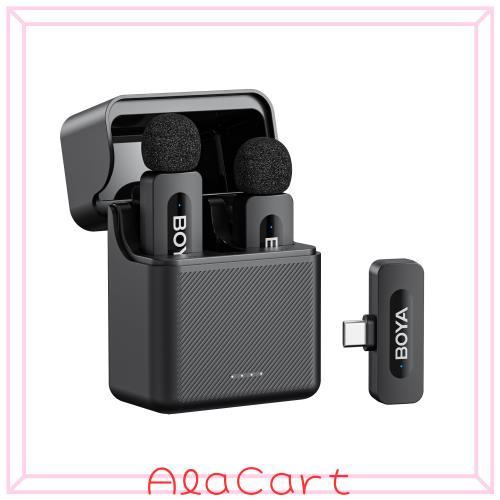 Boya V30ワイヤレスピンマイク iPhone 15＆Androidの切っ掛け 伝わらす隔たり100m オールインワン 響動めき切り詰め