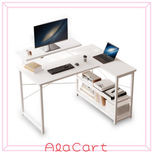 Merytes パソコンデスク 学習机 勉強机 computer desk ゲーミングデスクワークデスクL字デスク 棚 付き pc 省スペース 組立簡単 在宅勤務