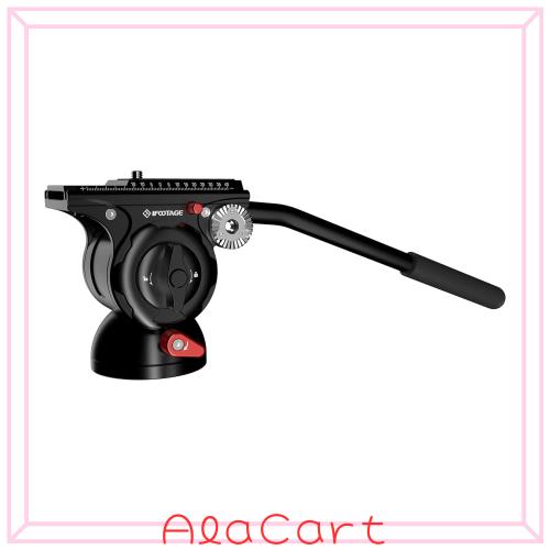 IFOOTAGE ビデオ雲台、アルミ合金三脚用流体雲台、アルミ製フルードドラッグパン雲台、クイックリリースプレート付き軽量三脚雲台、DSLR/