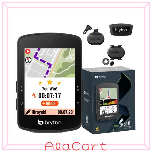 ブライトン Bryton Rider S510 (スピード、ケイデンス、心拍センサー付属) GPSサイクルコンピューター 2.8インチカラータッチスクリーン