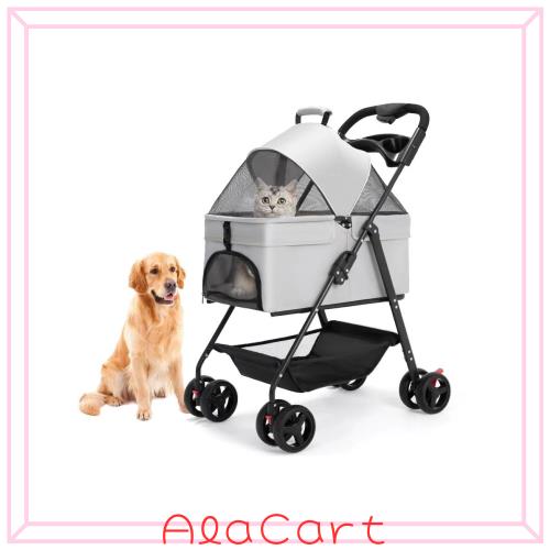 ペットカート 犬用ベビーカー 折り畳み式 犬用カート ペットキャリー ペットバギーミニ 分離型 4輪 前輪360° 回転 組み立て簡単 ワンタ